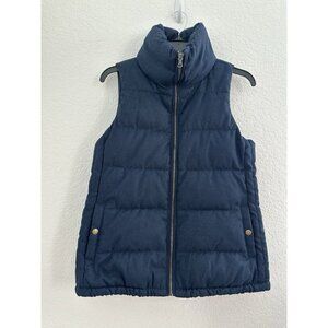 Old Navy Womens Quilted‎ Puffer Vest XS Navy Tweed Look Zip up Fleece Lagenlook